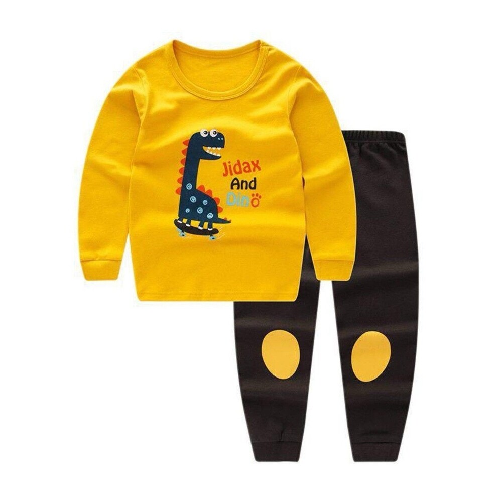 2-Piece Boys Dinosaur Pajamas Set Yellow & Black - Size 12 NWT
